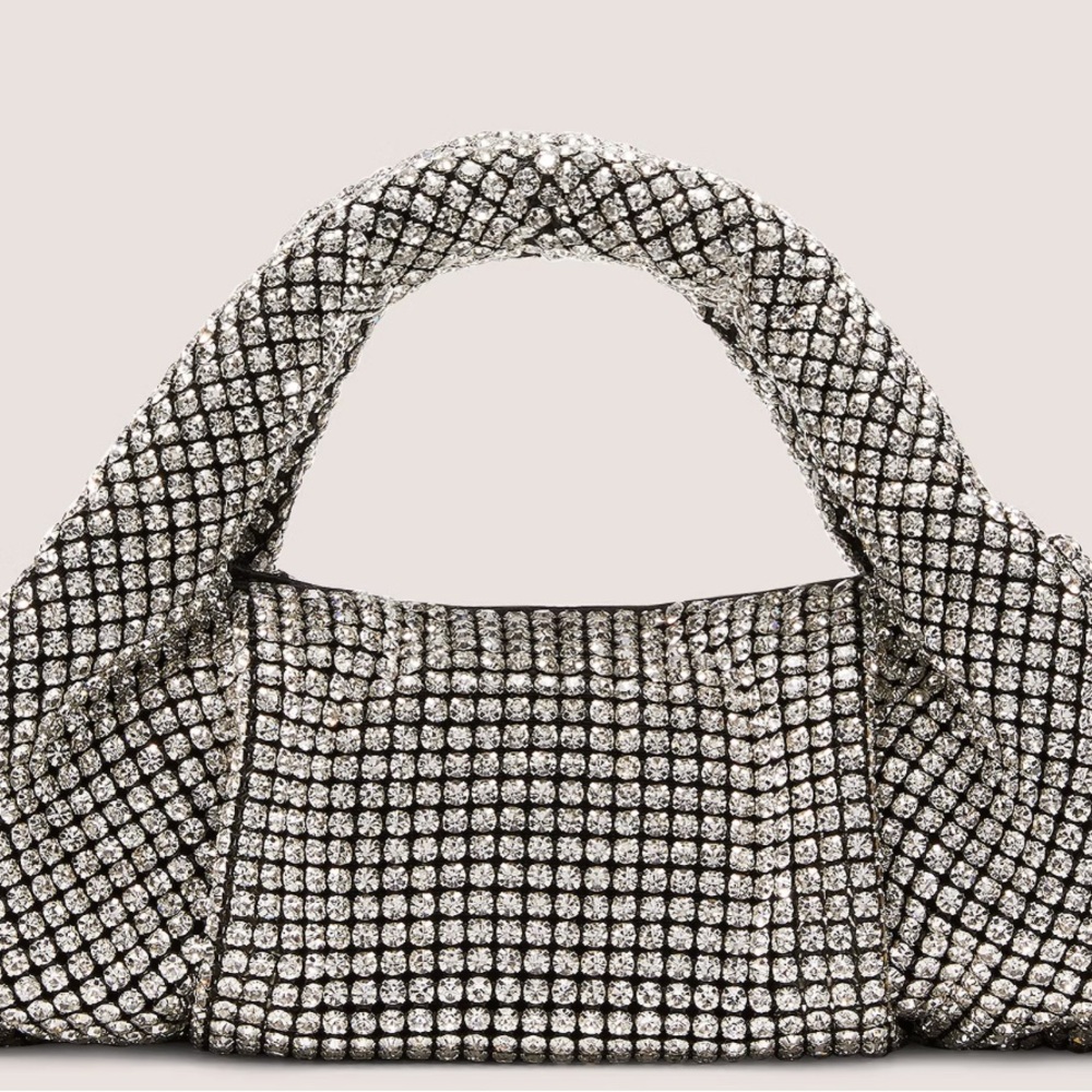 Elegant Silver Stewart Weitzman with Crystal-Embellished Women's new 2025 Bag
